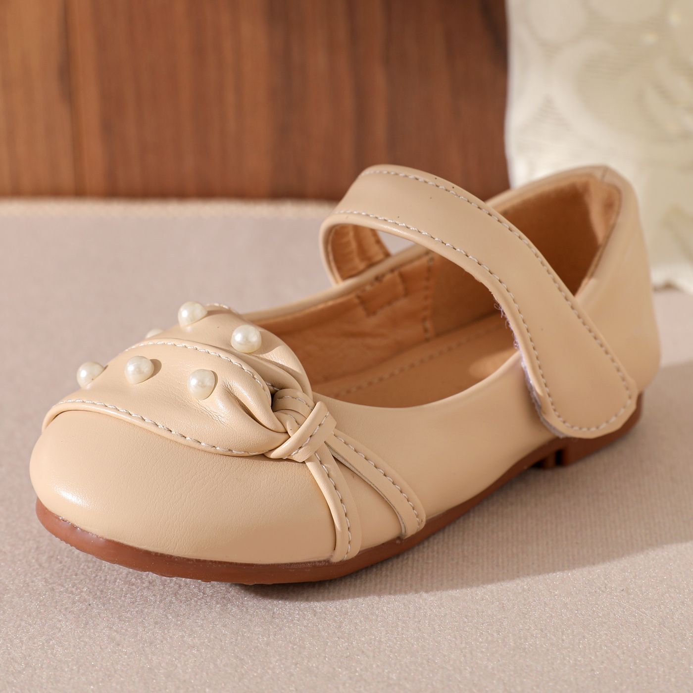 

Toddler / Kid Faux Pearl Decor Flat Mary Jane Shoes