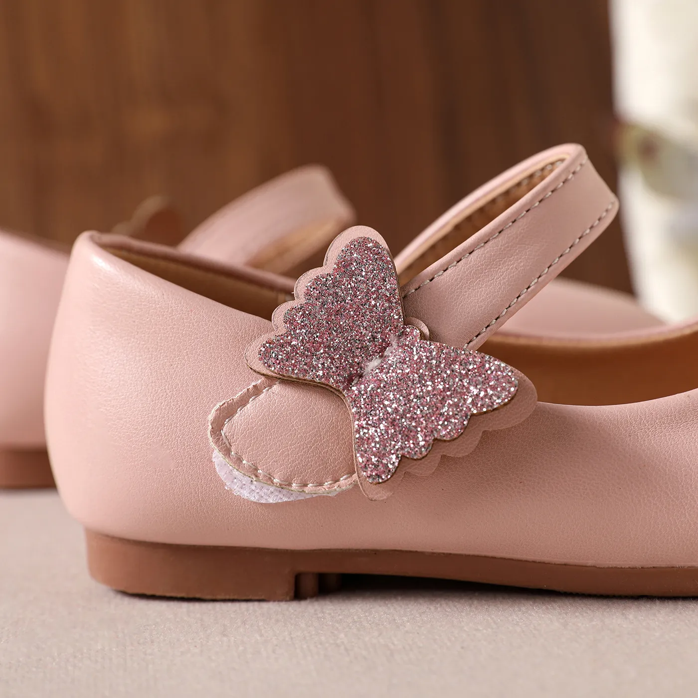 Toddler / Kid Glitter Butterfly Decor Flat Mary Jane Shoes Light Pink image 5