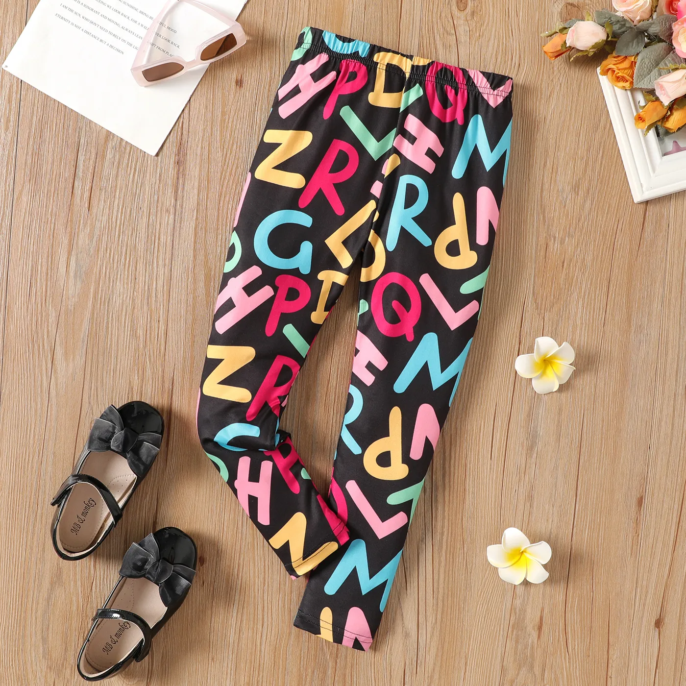 

Kid Girl Letter Print Elasticized Leggings