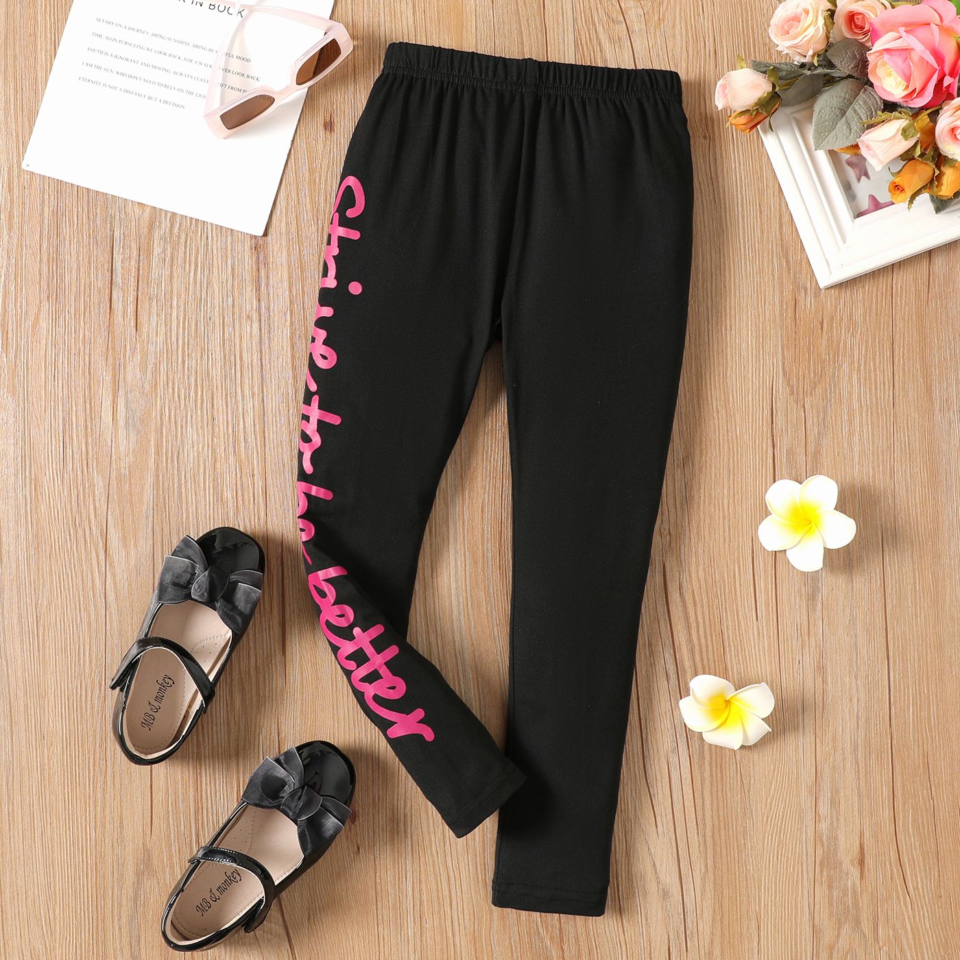 

Kid Girl Letter Print Elasticized Leggings