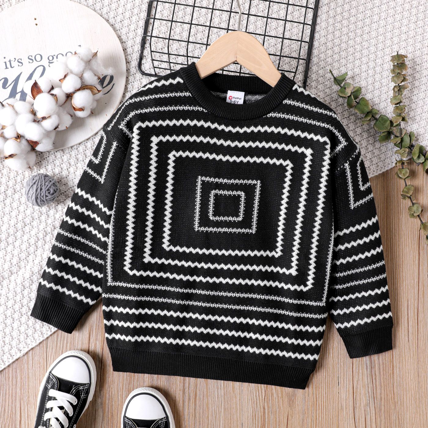 Kid Boy Geometric Pattern Knit Sweater