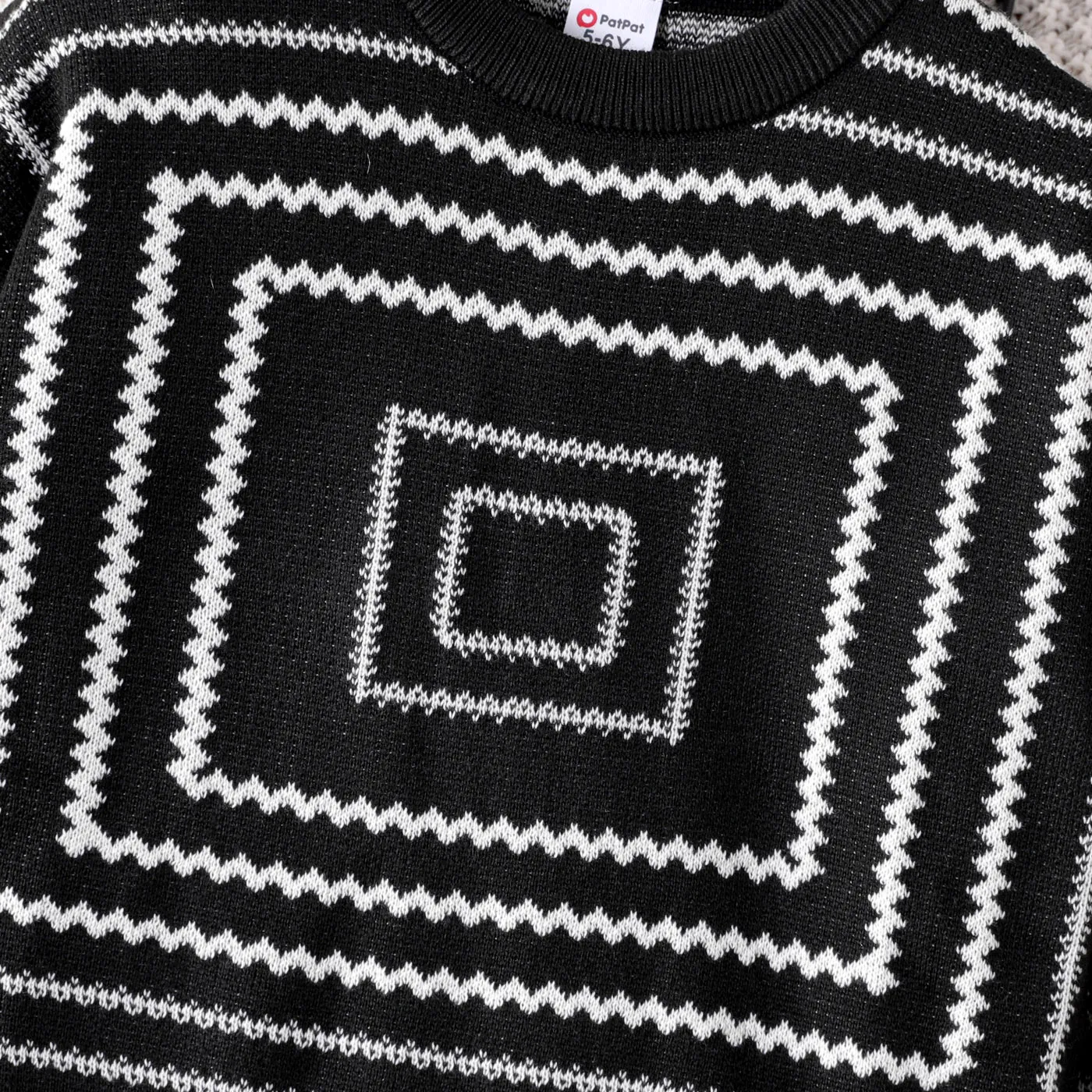 Kid Boy Geometric Pattern Knit Sweater Black image 5