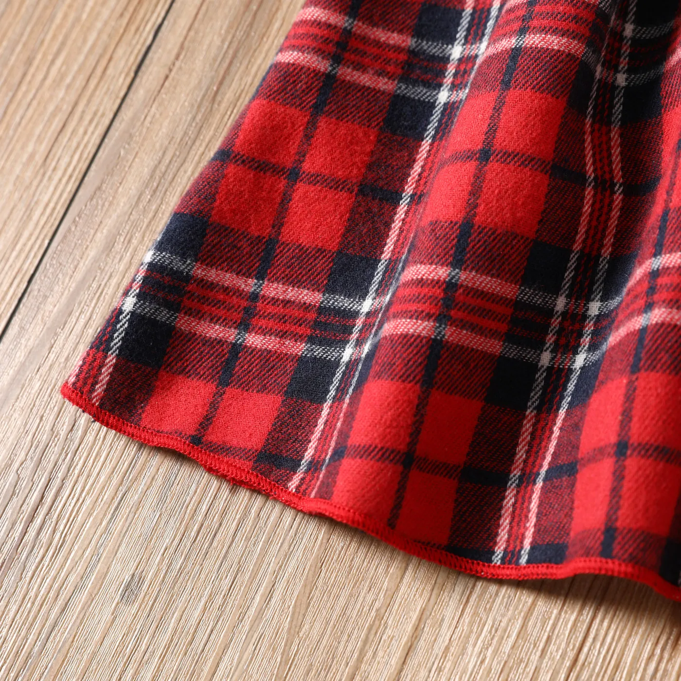Toddler Girl Elegant Plaid Flounce One Shoulder Long-sleeve Dress  image 3