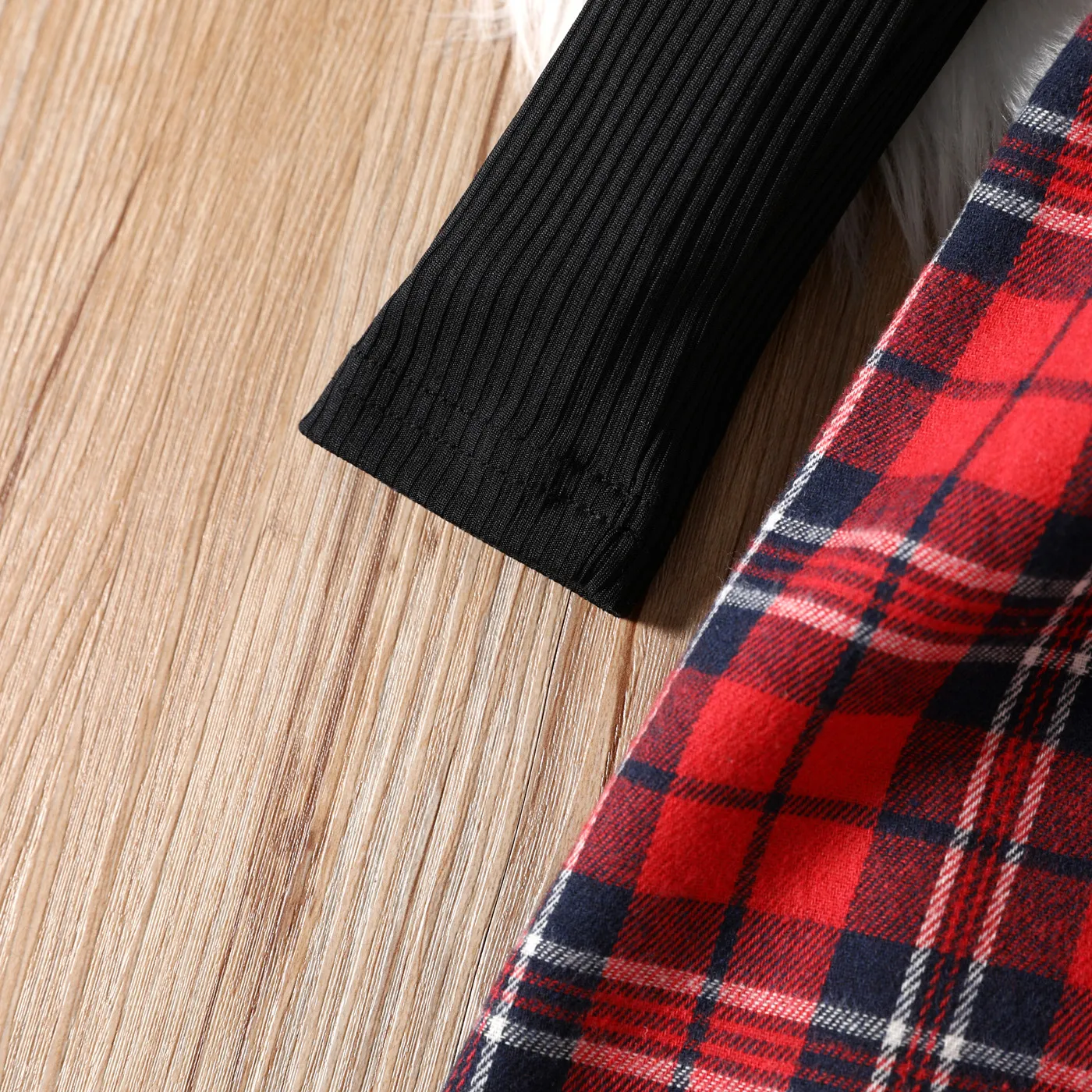 Toddler Girl Elegant Plaid Flounce One Shoulder Long-sleeve Dress  image 4