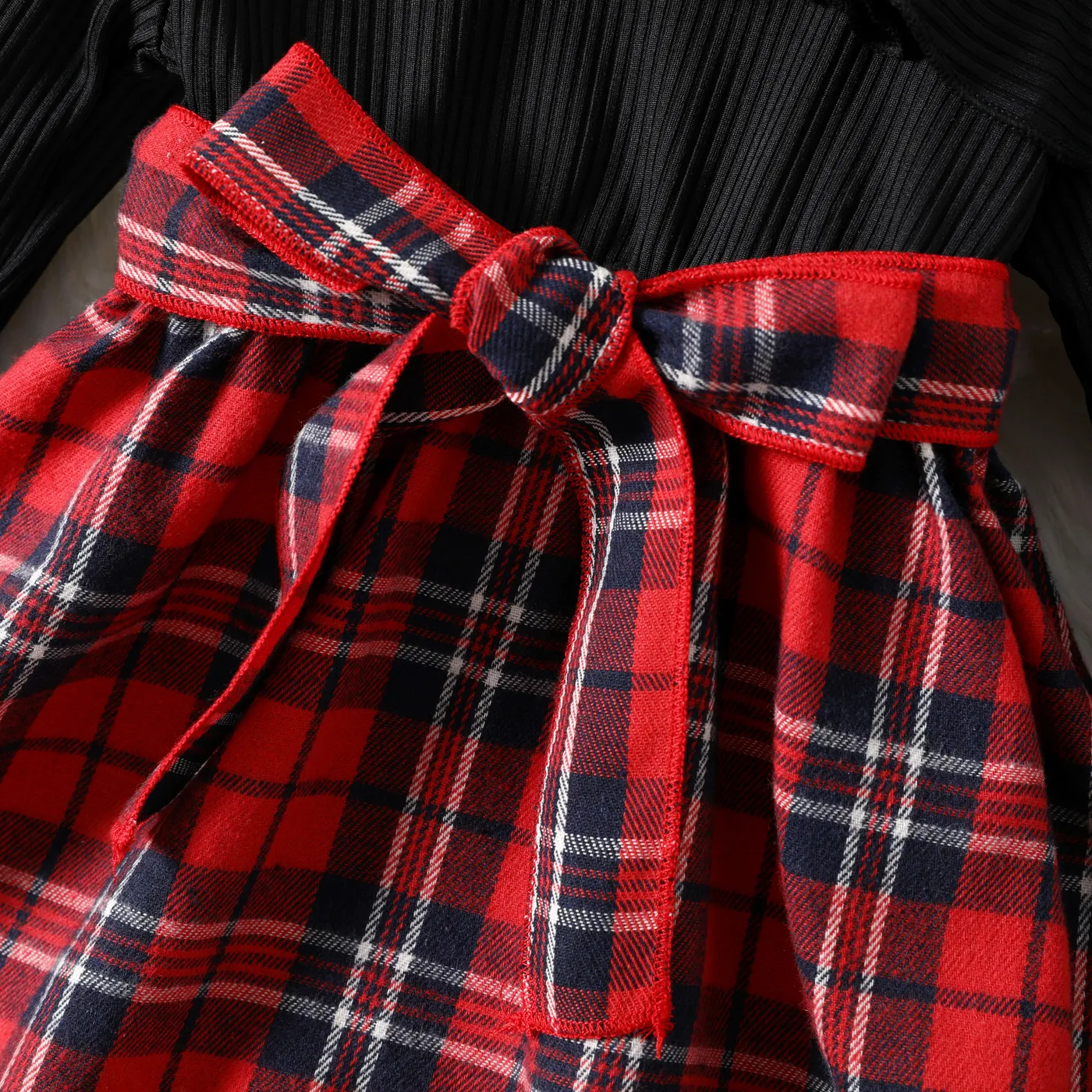 Toddler Girl Elegant Plaid Flounce One Shoulder Long-sleeve Dress  image 5