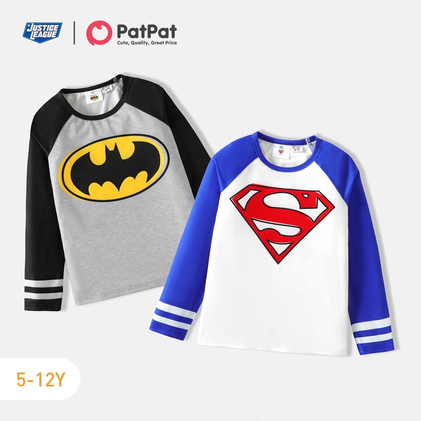 

Justice League Kid Boy Logo Print Long Raglan Sleeve Tee