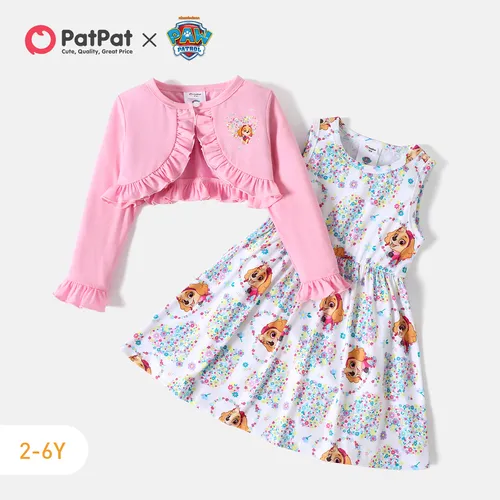 PAW Patrol 2-piece Toddler Girl Skye Ruffle Top and Allover Tank Dress Set