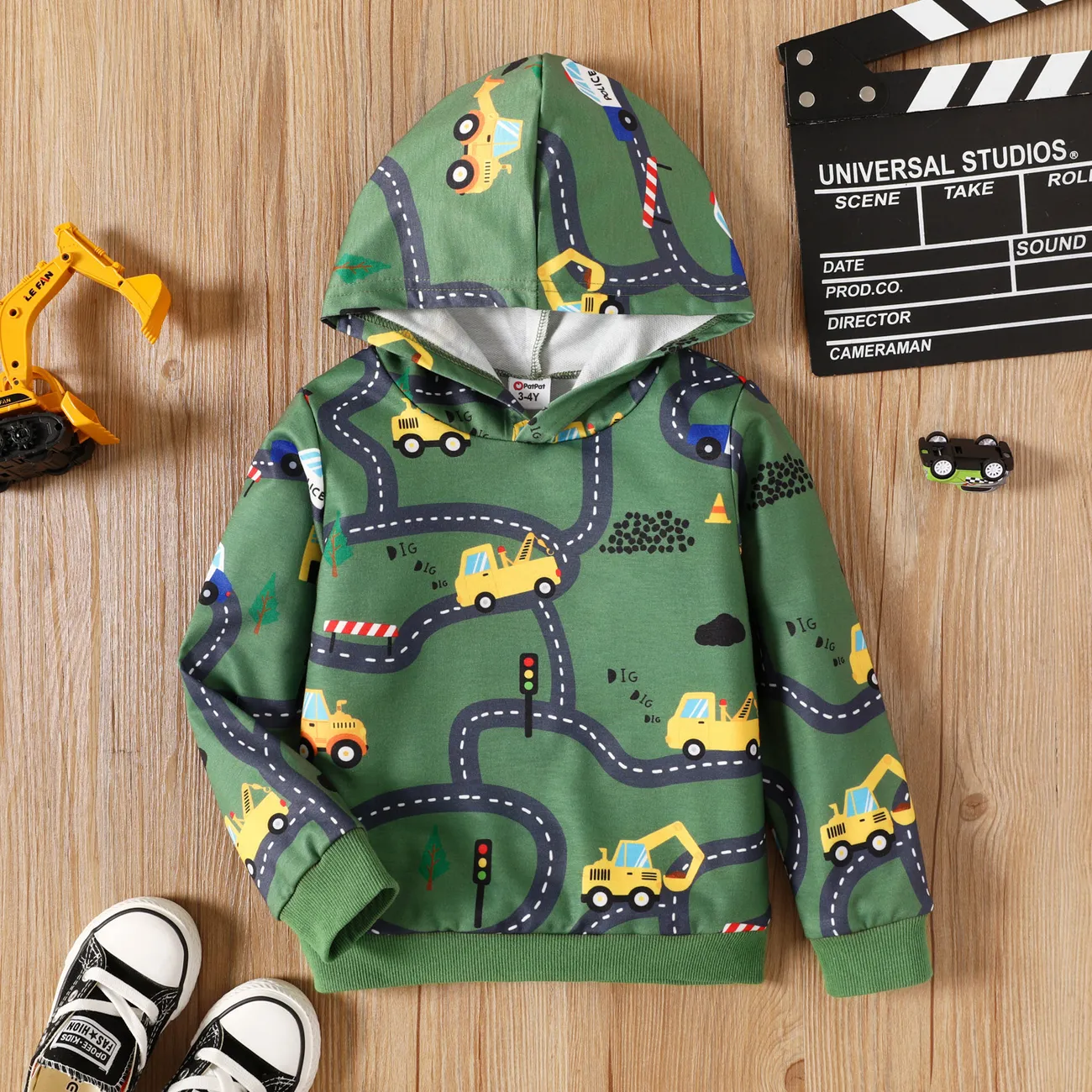 Toddler Boy Road Vehicle Print Hoodie Sweatshirt