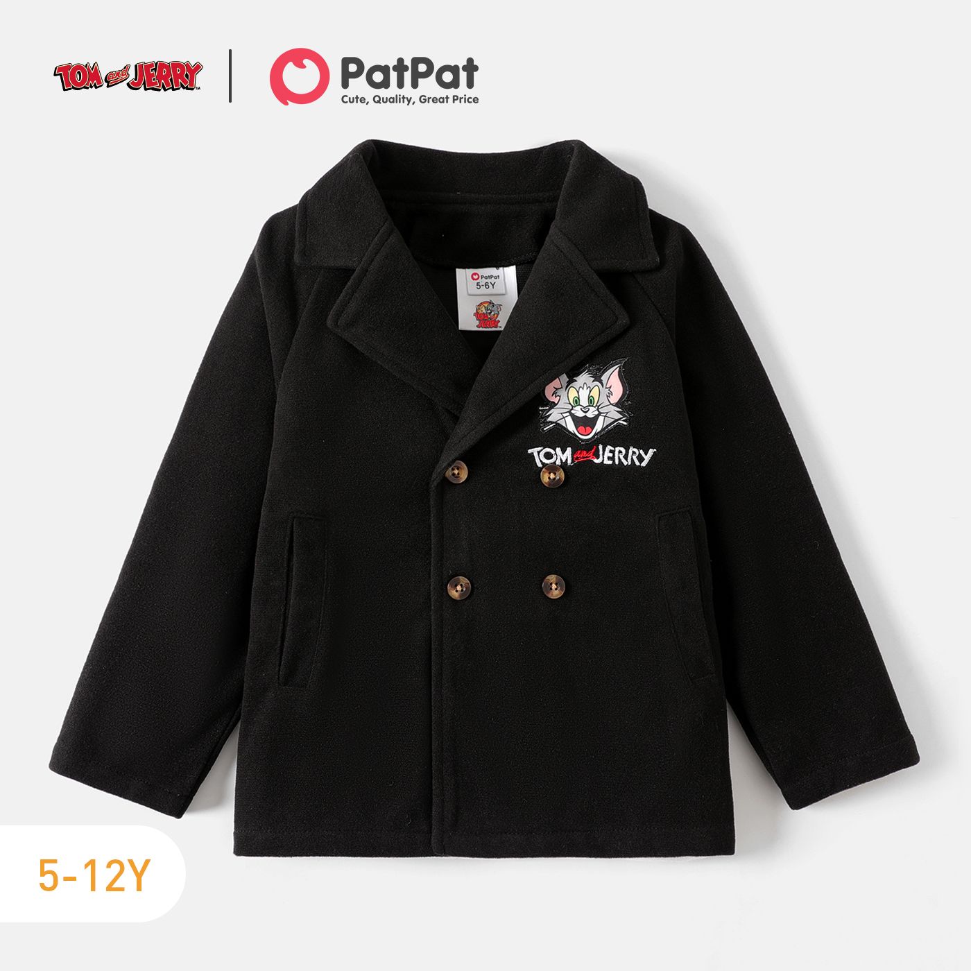 

Tom and Jerry Kid Boy Lapel Collar Double Breasted Coat