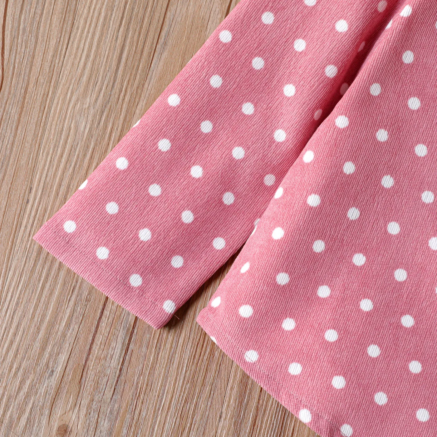 Kid Girl Polka dots Lapel Collar Long-sleeve Pink Shirt Pink image 4