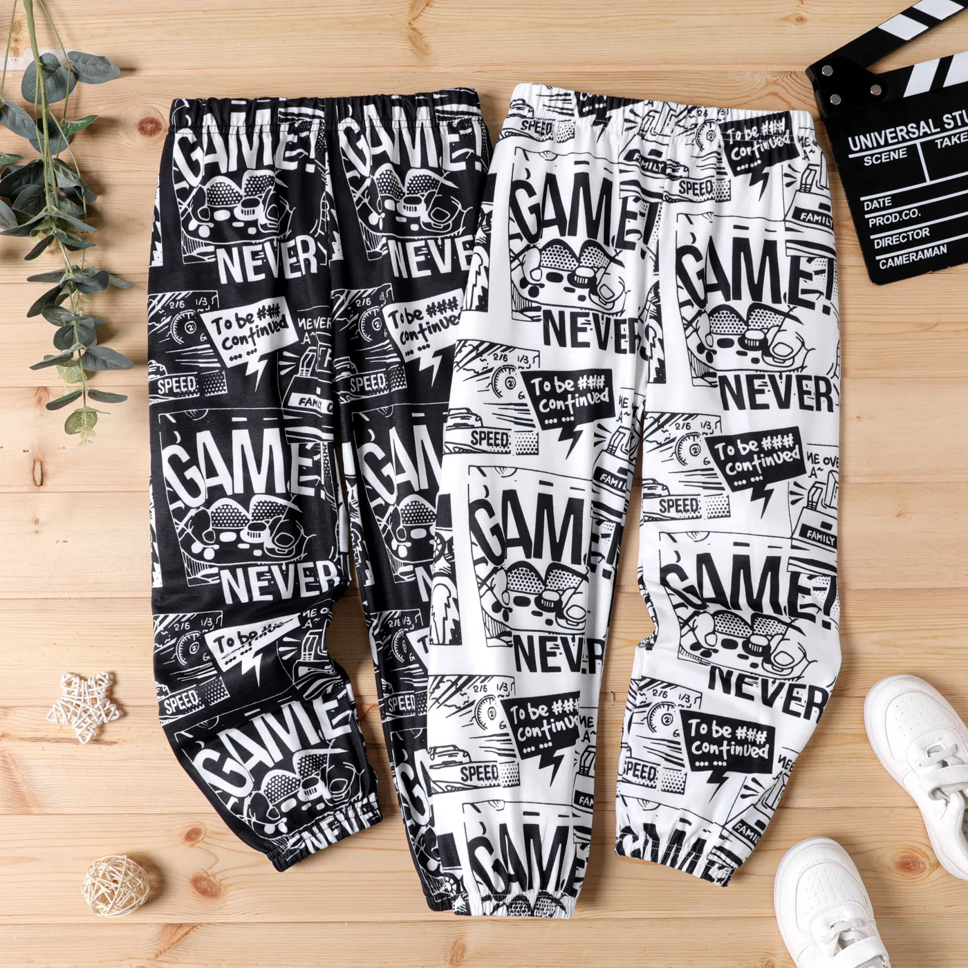 Kid Boy Letter Allover Print Elasticized Pants