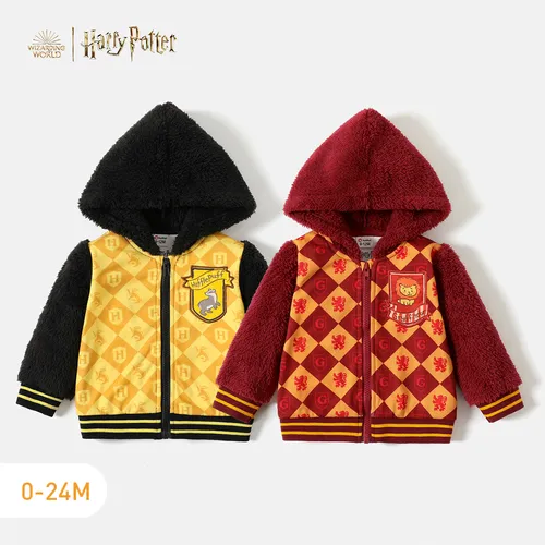 Harry Potter Baby Boy/Girl Fuzzy Hooded Long-sleeve Badge Decor Graphic Zipper Jacket