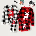 Christmas Family Matching Reindeer Graphic Thickened Flannel Long-sleeve Plaid Tops  image 2