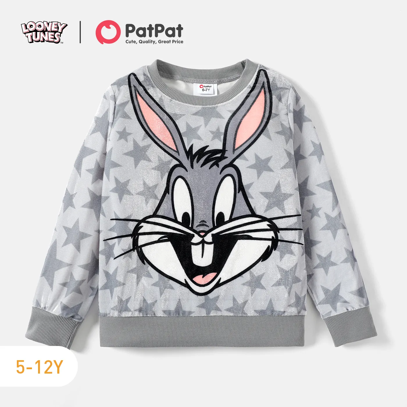 

Looney Tunes Kid Girl/Boy Star Print Velvet Pullover Sweatshirt