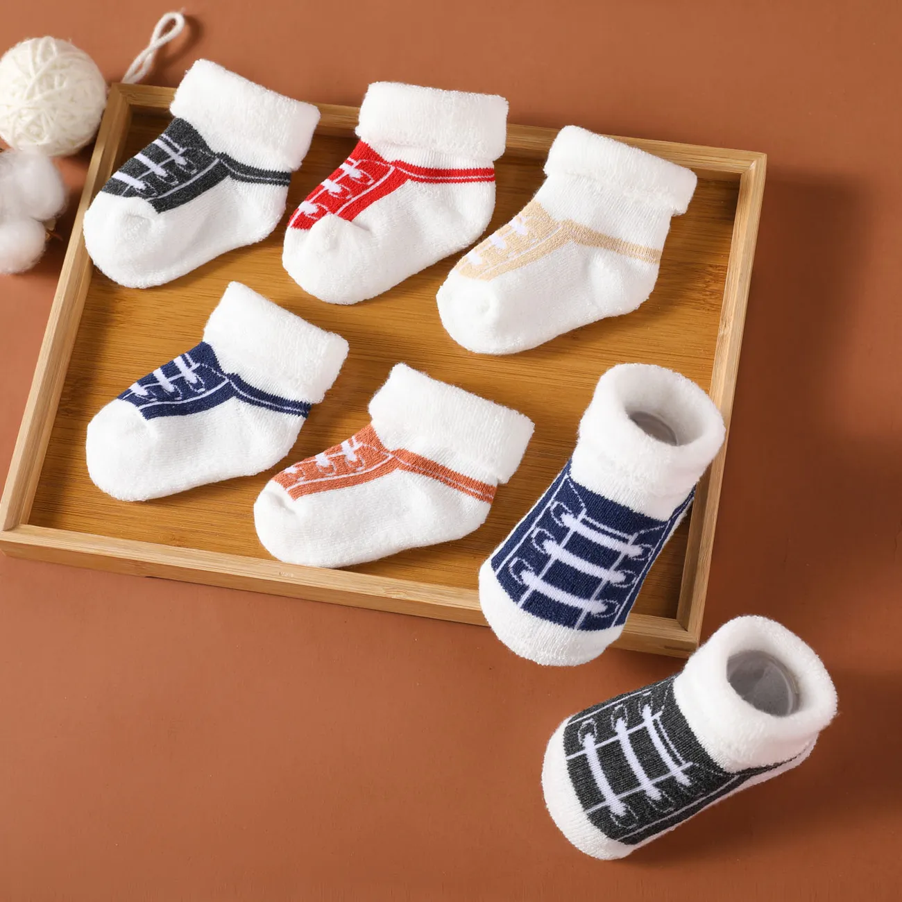 5-pares de sapatos de bebê conjunto de meias gráficas Multicolorido big image 1