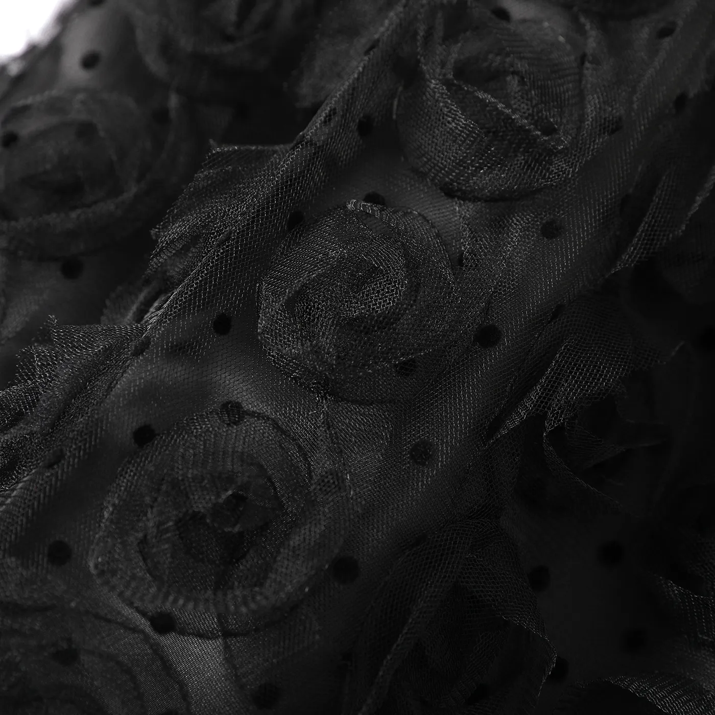 Kid Girl Polka dots 3D Floral Design Elasticized Mesh Skirt  image 4