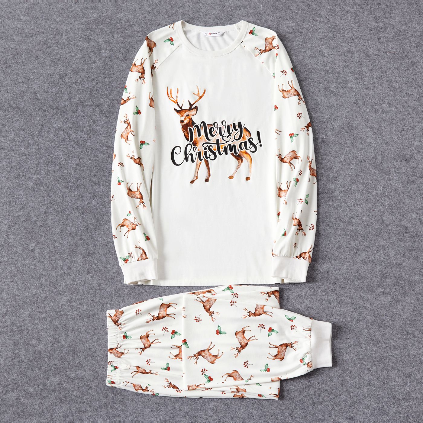 Christmas Family Matching Reindeer & Letter Print Long-sleeve Naiaâ¢ Pajamas Sets (Flame Resistant)