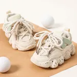 Toddler / Kid Dots Pattern Lace Up Front Breathable Chunky Sneakers White