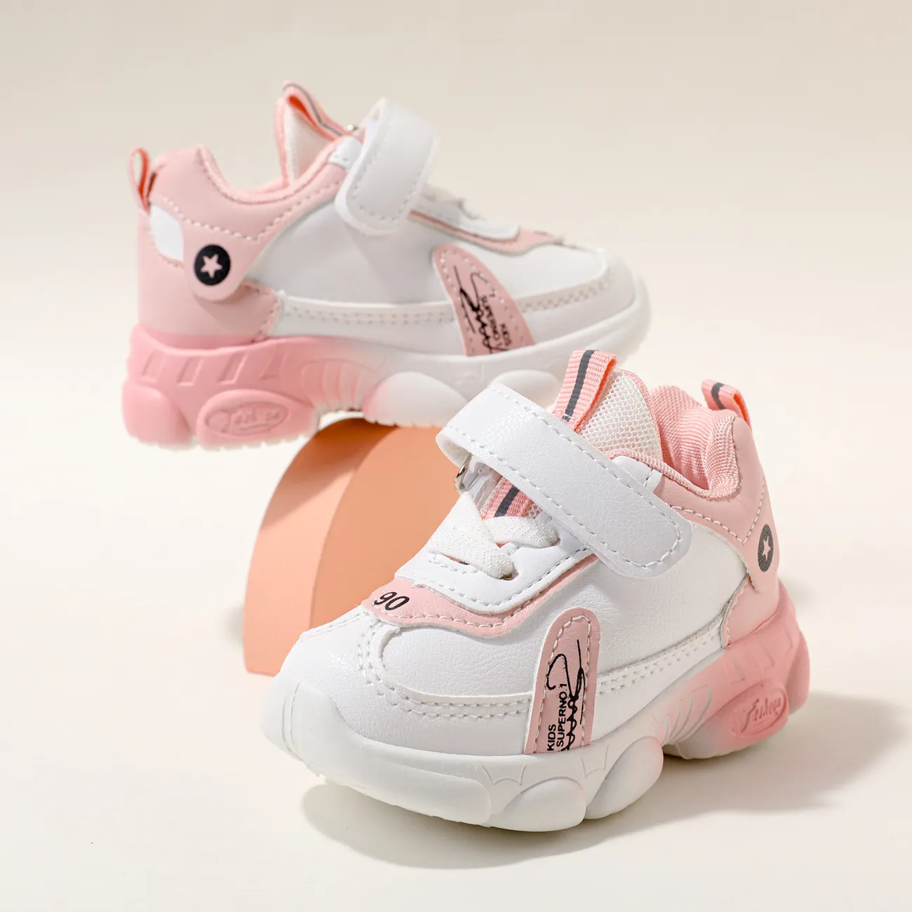 Toddler / Kid Letter Patch Pink Chunky Sneakers  big image 1