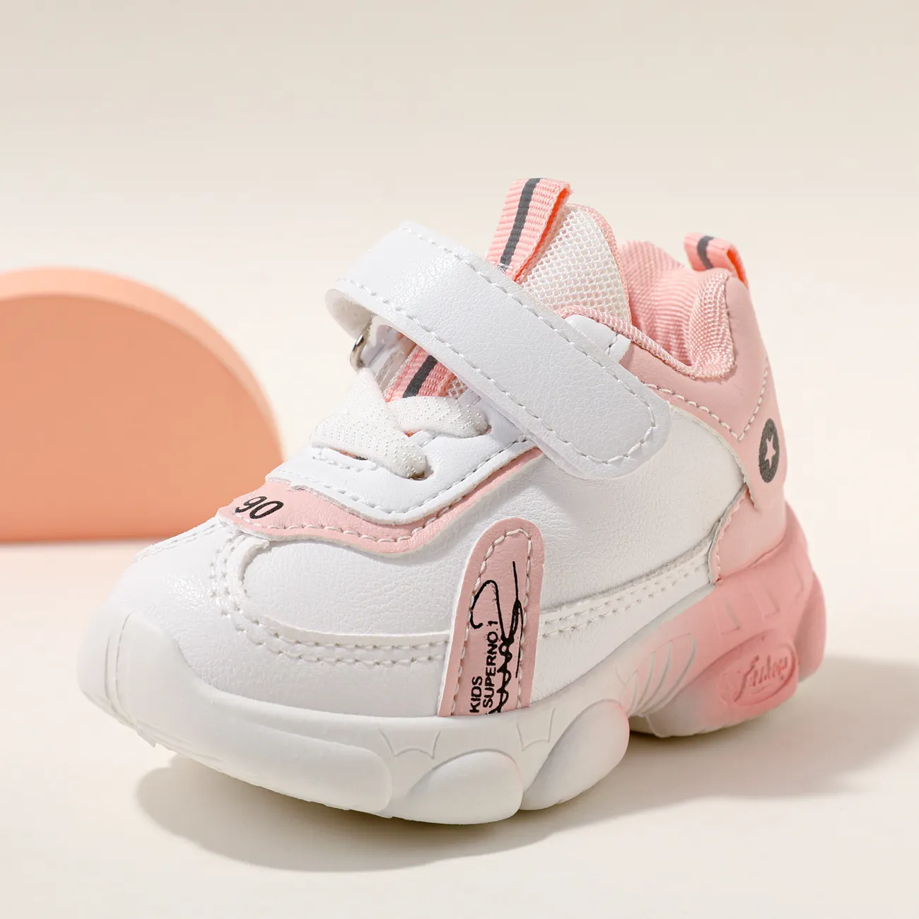 Toddler / Kid Letter Patch Pink Chunky Sneakers Pink big image 1