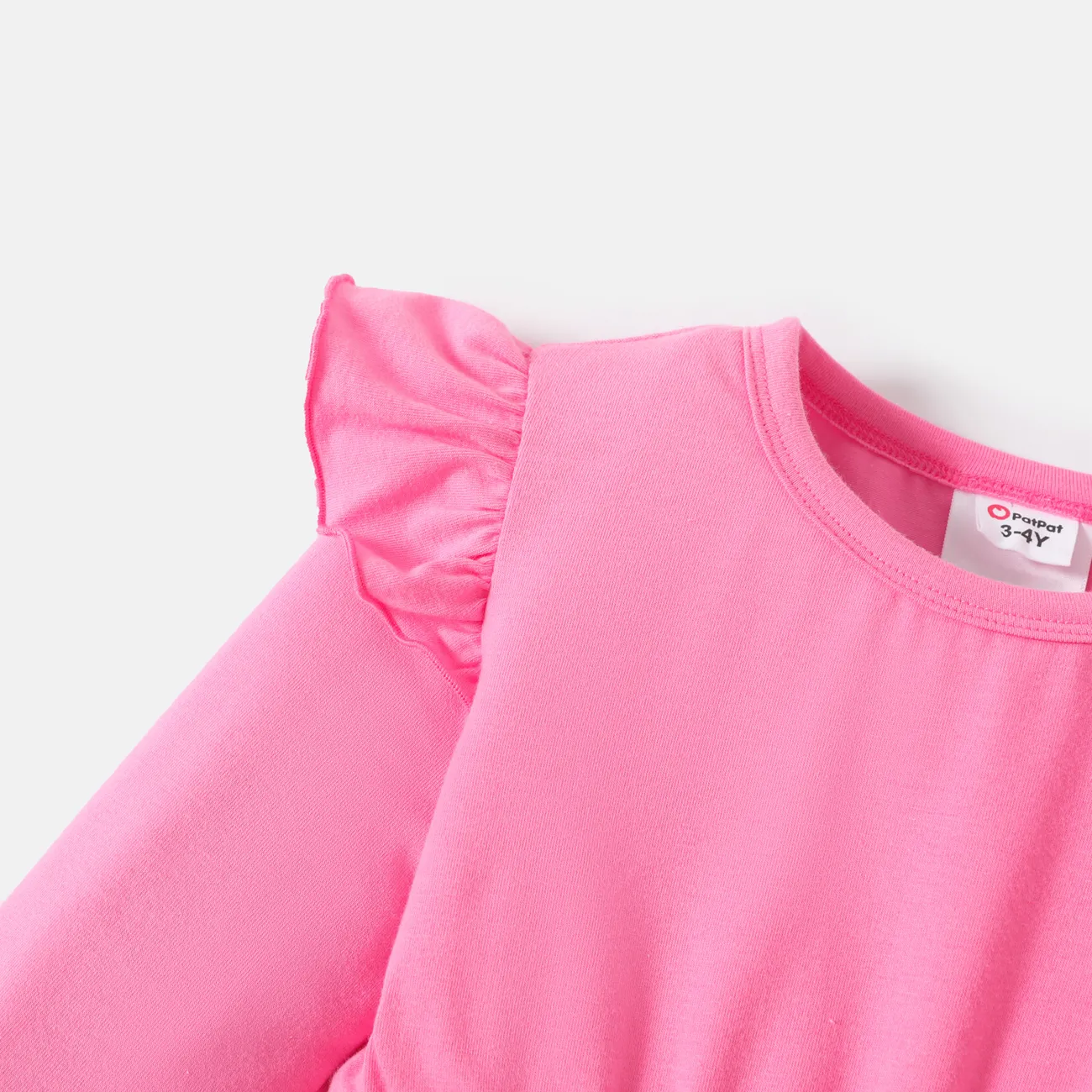 Barbie 2pcs Toddler Girl Ruffled Long-sleeve Cotton Tee and Allover Print Leggings Set Pink big image 1