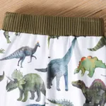 2pcs Baby Boy Solid Cotton Ribbed Long-sleeve Pullover and Allover Dinosaur Print Pants Set  image 5