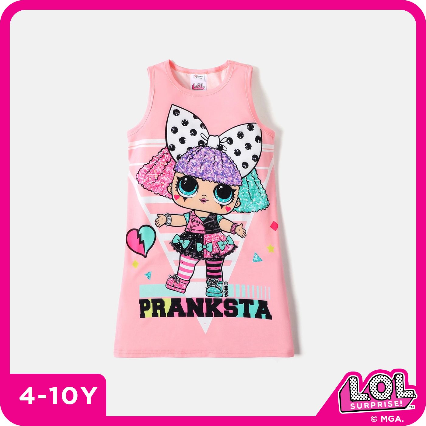 

L.O.L. SURPRISE! Kid Girl Letter Print Pink Sleeveless Dress
