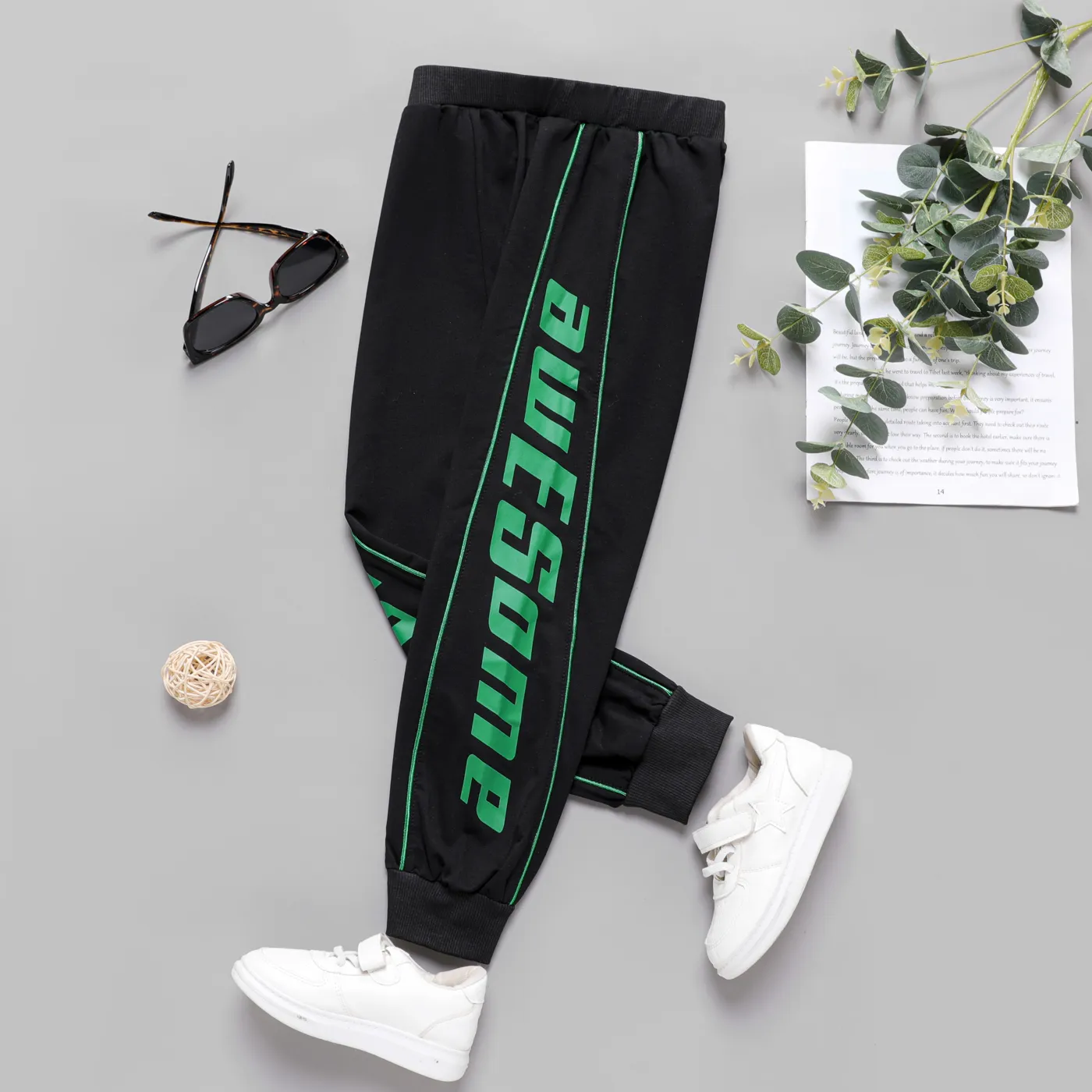 Kid Boy Casual Letter Print Elasticized Pants