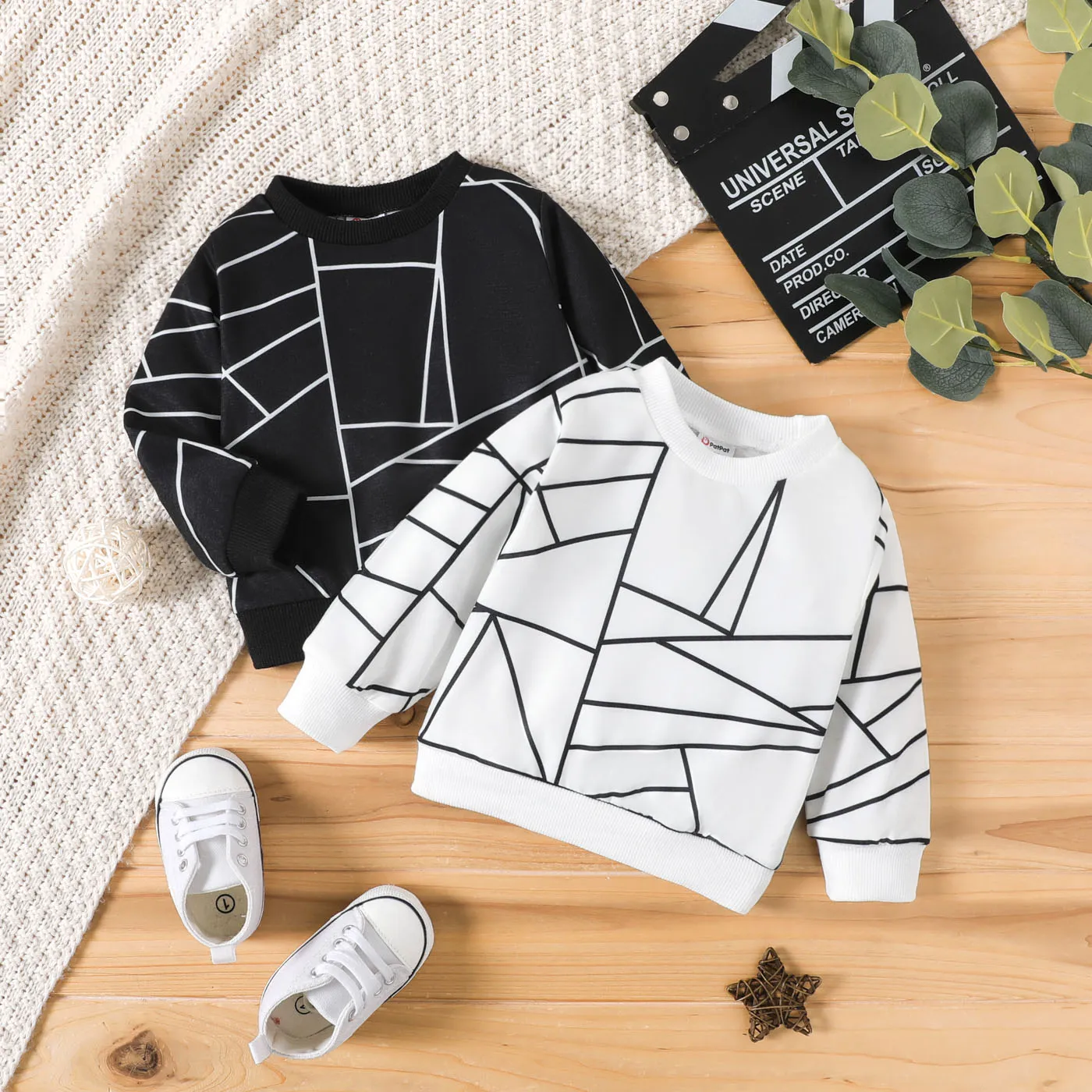 Baby Boy/Girl Geo Print Long-sleeve Pullover Sweatshirt