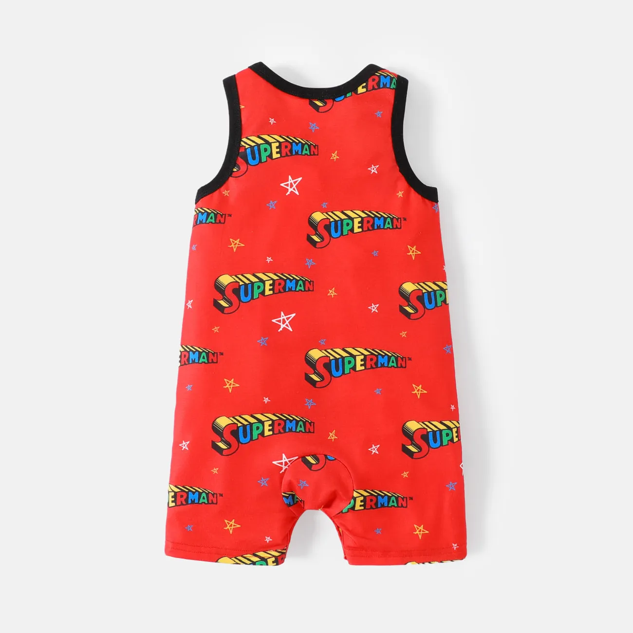 Justice League Baby Boy Allover Print Tank Romper Red big image 1