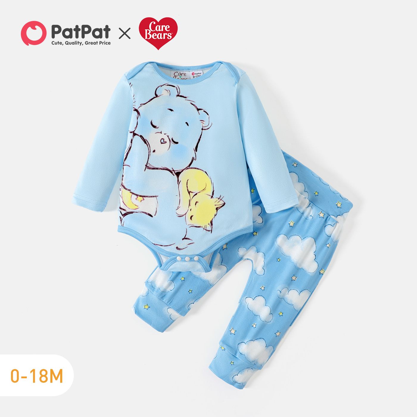 

Care Bears 2pcs Baby Boy/Girl Cartoon Bear Print Long-sleeve Romper and Pants Set