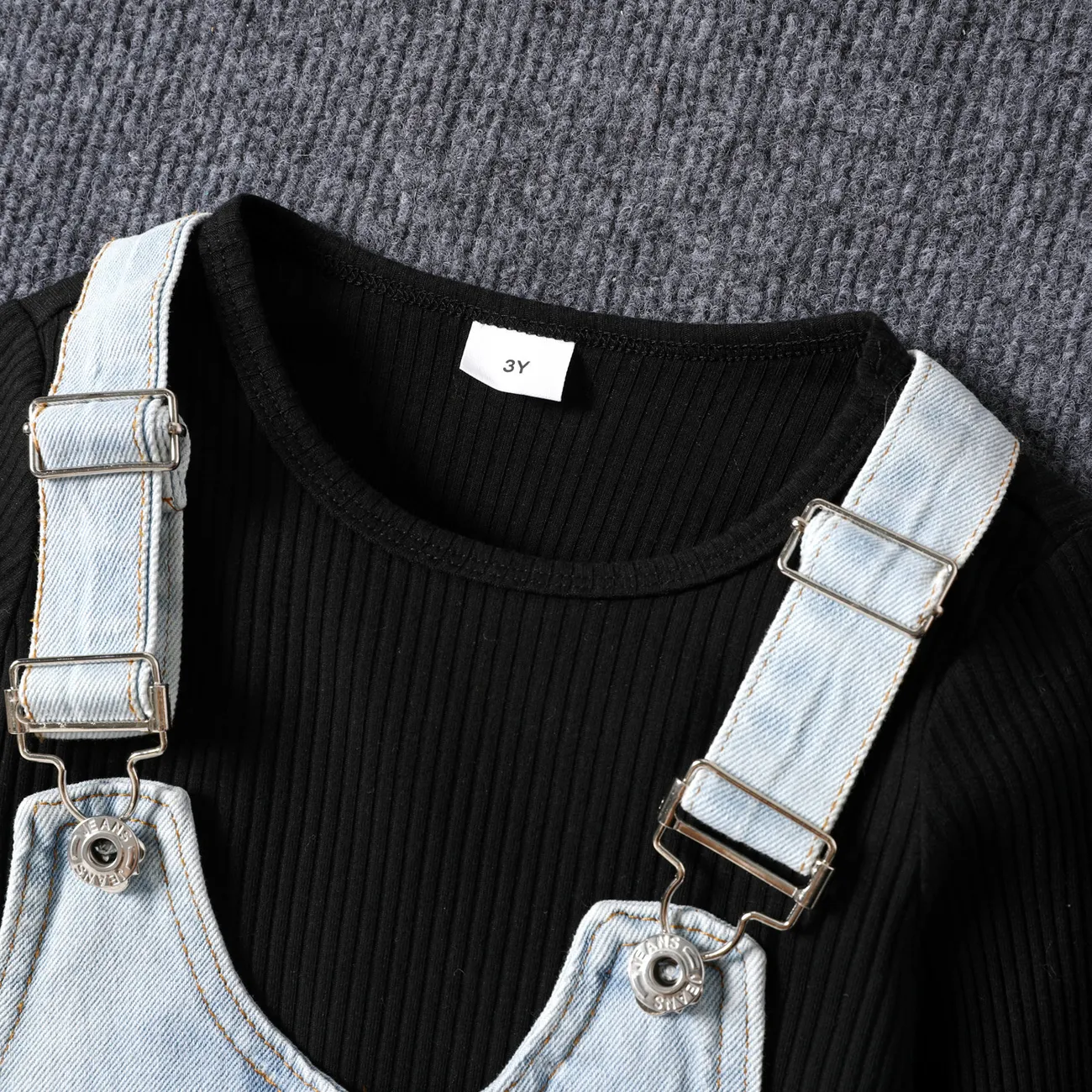 2 Stück Kleinkinder Mädchen Löcher Avantgardistisch Sweatshirt-Sets schwarz big image 1