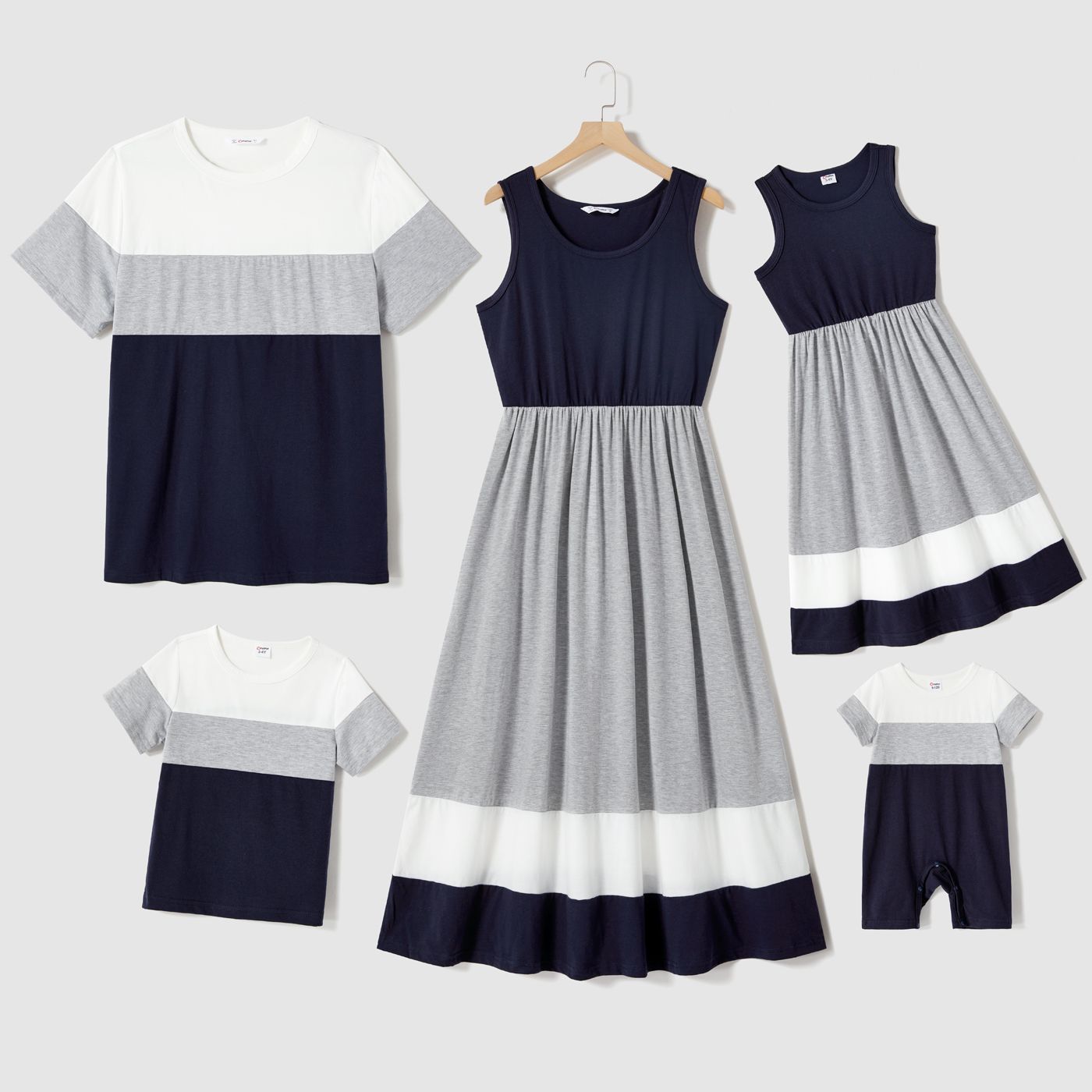 

Family Matching Colorblock Tank Dresses and Short-sleeve T-shirts Sets