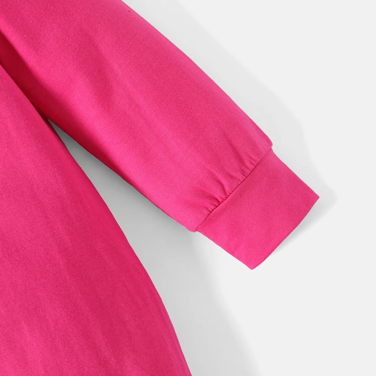 Barbie Baby Girl Letter Embroidered Long-sleeve Jumpsuit Hot Pink big image 1