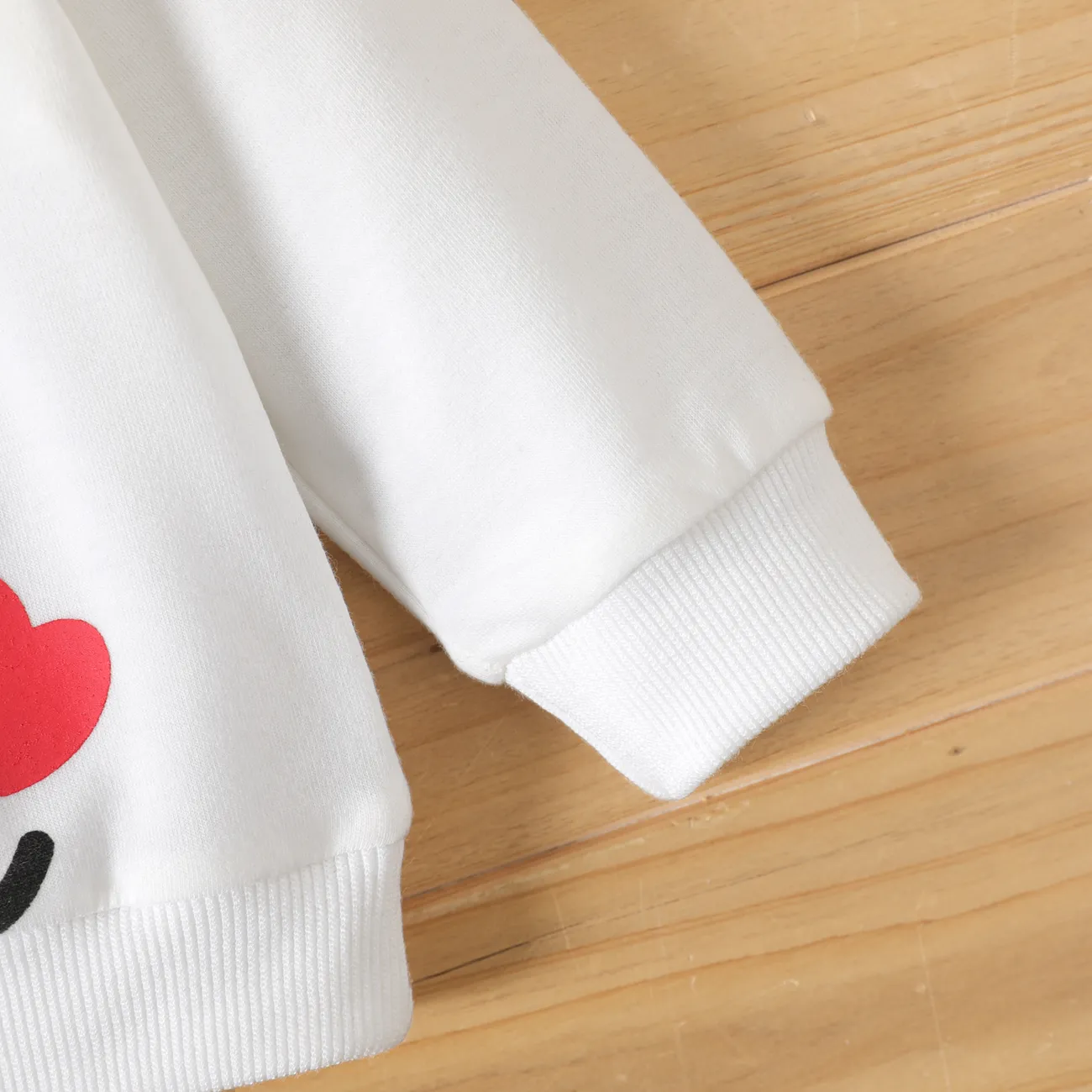 Baby Boy/Girl Heart & Letter Print Long-sleeve Sweatshirt White big image 1