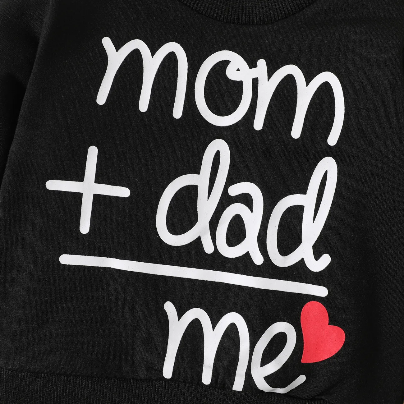 Baby Boy/Girl Heart & Letter Print Long-sleeve Sweatshirt Black big image 1