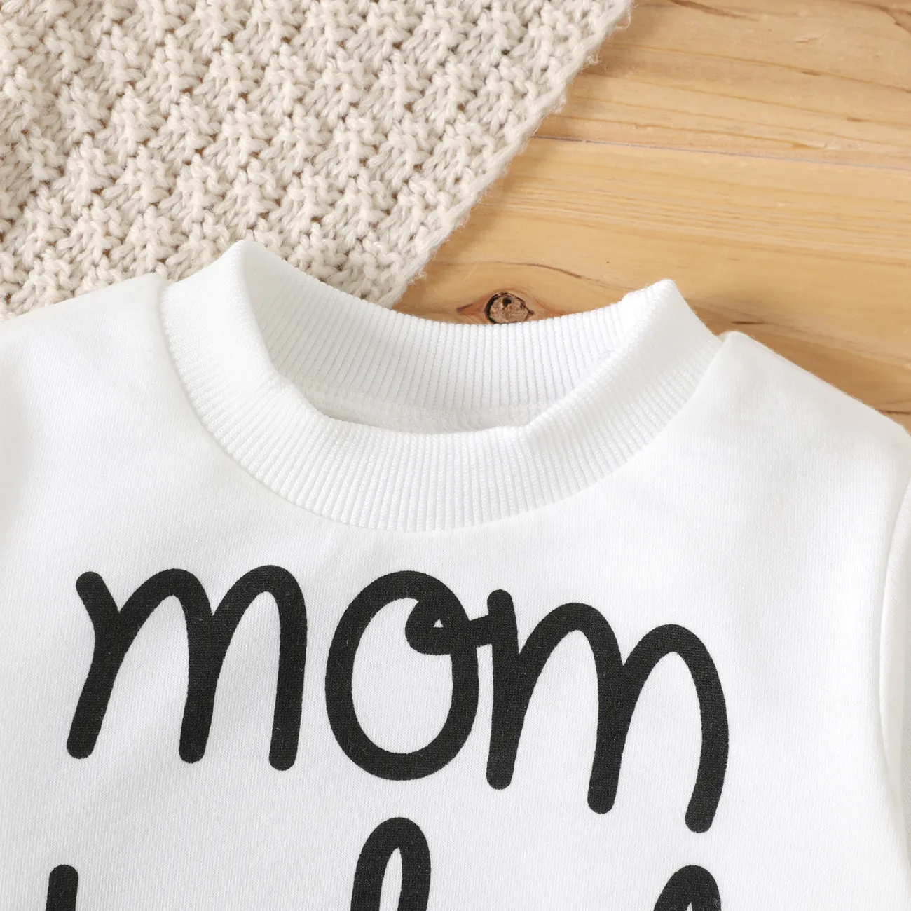 Baby Boy/Girl Heart & Letter Print Long-sleeve Sweatshirt White big image 1