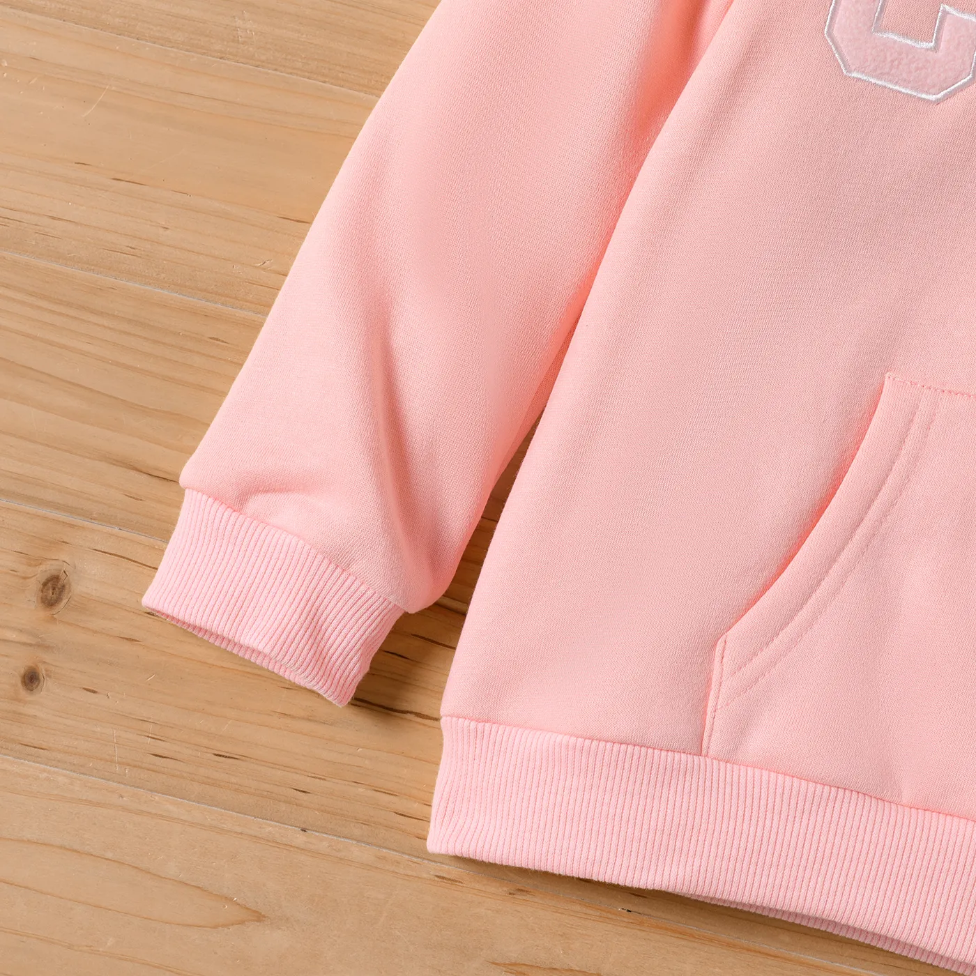 Kid Girl Sweet Letter Embroidered Fleece Lined Pink Hoodie Sweatshirt Pink image 2
