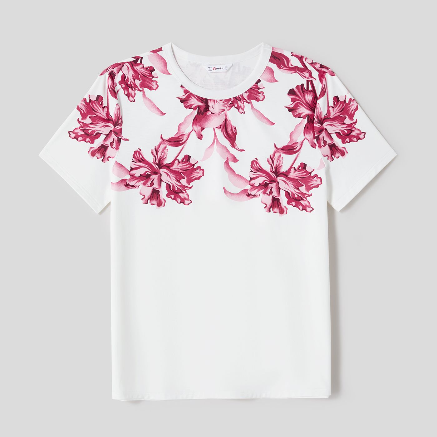 Family Matching Solid Ribbed Spliced Floral Print Naiaâ¢ Dresses And Short-sleeve T-shirts Sets