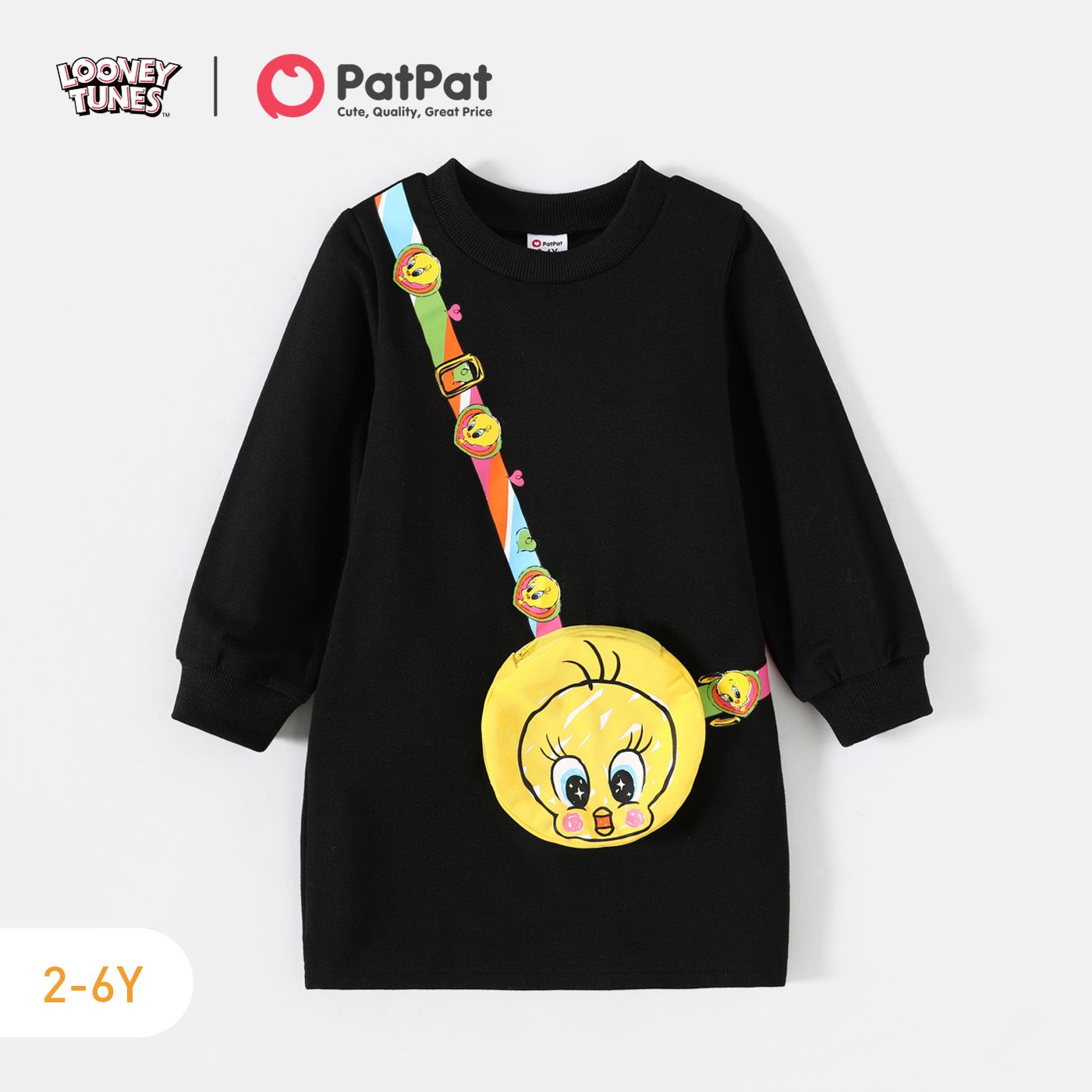 

Looney Tunes Toddler Girl Tweety Pocket Design Sweatshirt Dress