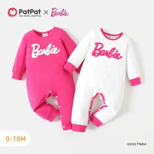 Barbie Baby Girl Letter Embroidered Long-sleeve Jumpsuit