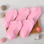 5-pairs Baby / Toddler / Kid Solid Socks Pink
