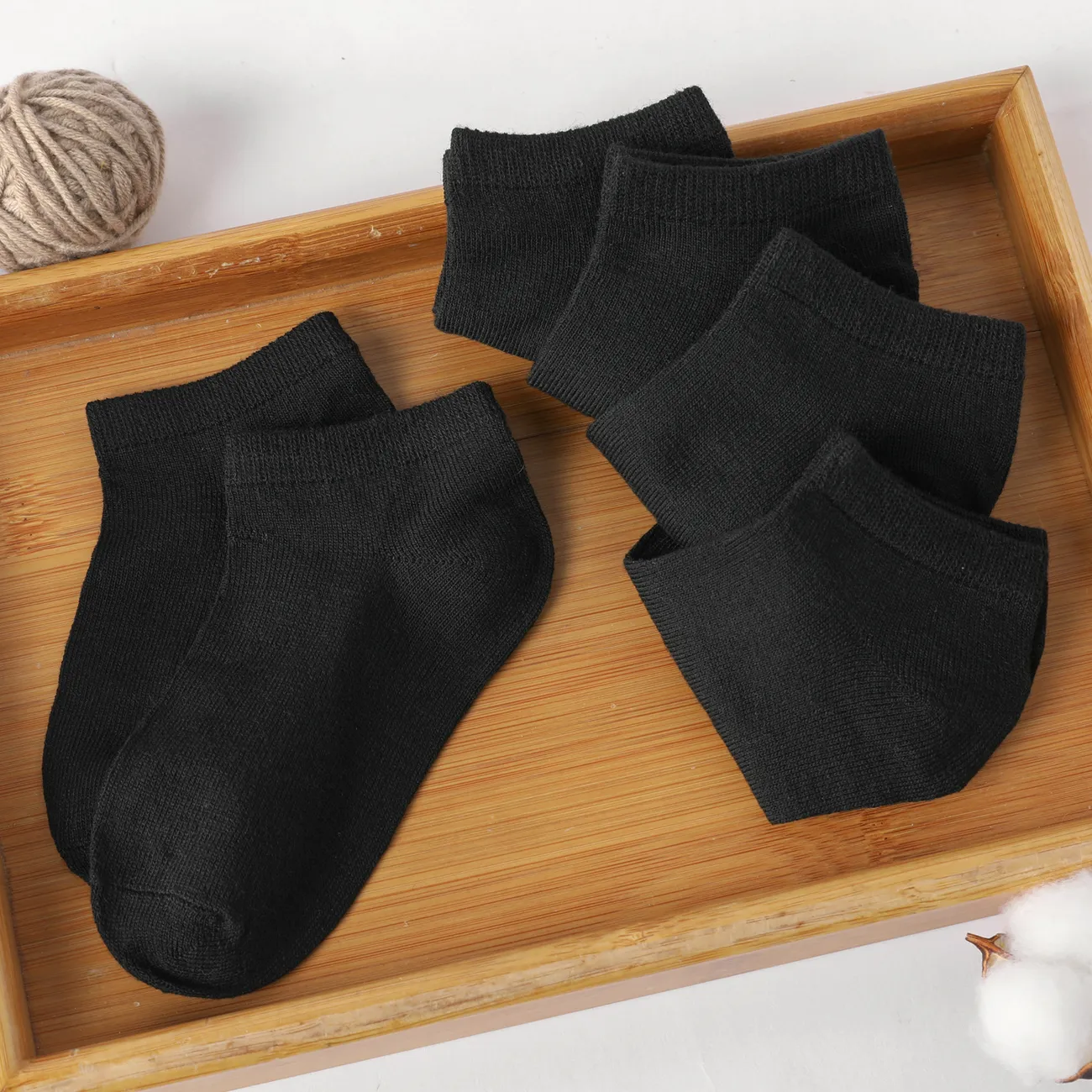 5 paires Chaussettes solides Bébé / Tout-petit / Enfant Noir big image 1