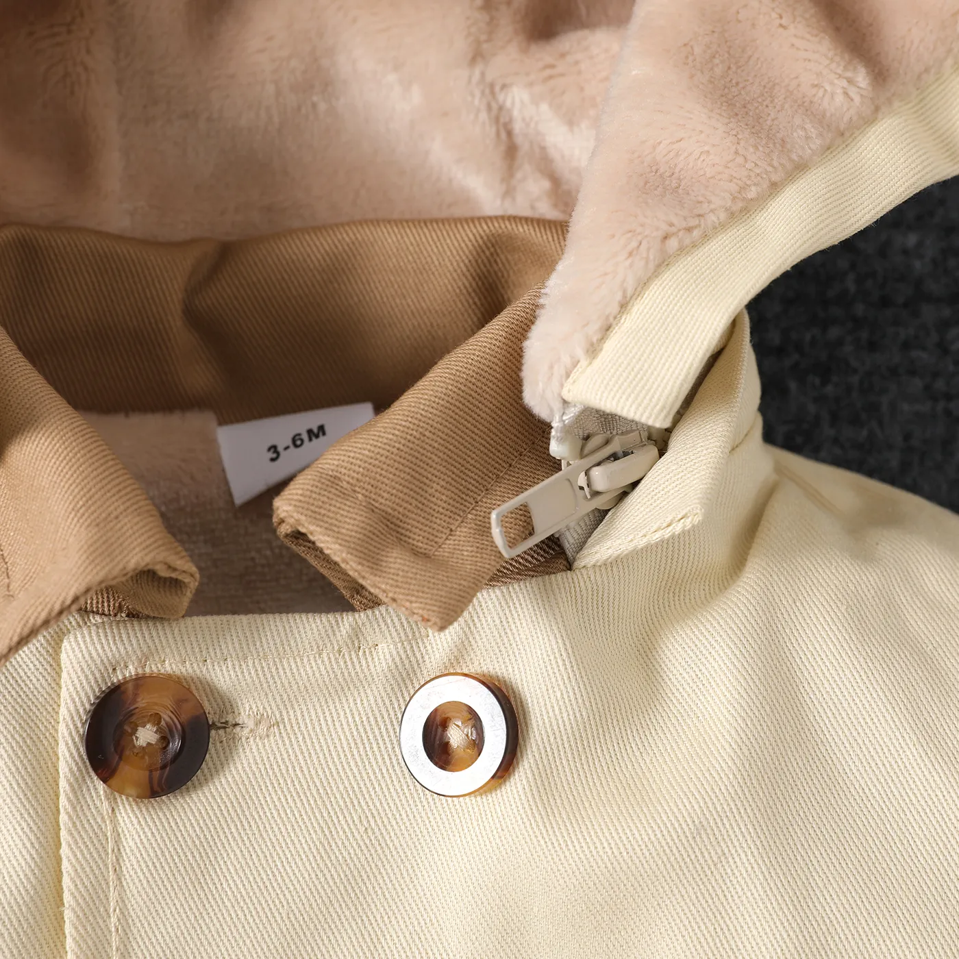 Baby Boy/Girl Khaki Hooded Double Breasted Coat  image 4