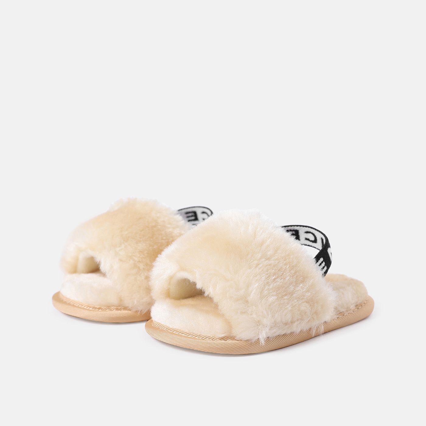 

Baby / Toddler Letter Elastic Strap Fluffy Fleece Slingback Sandals