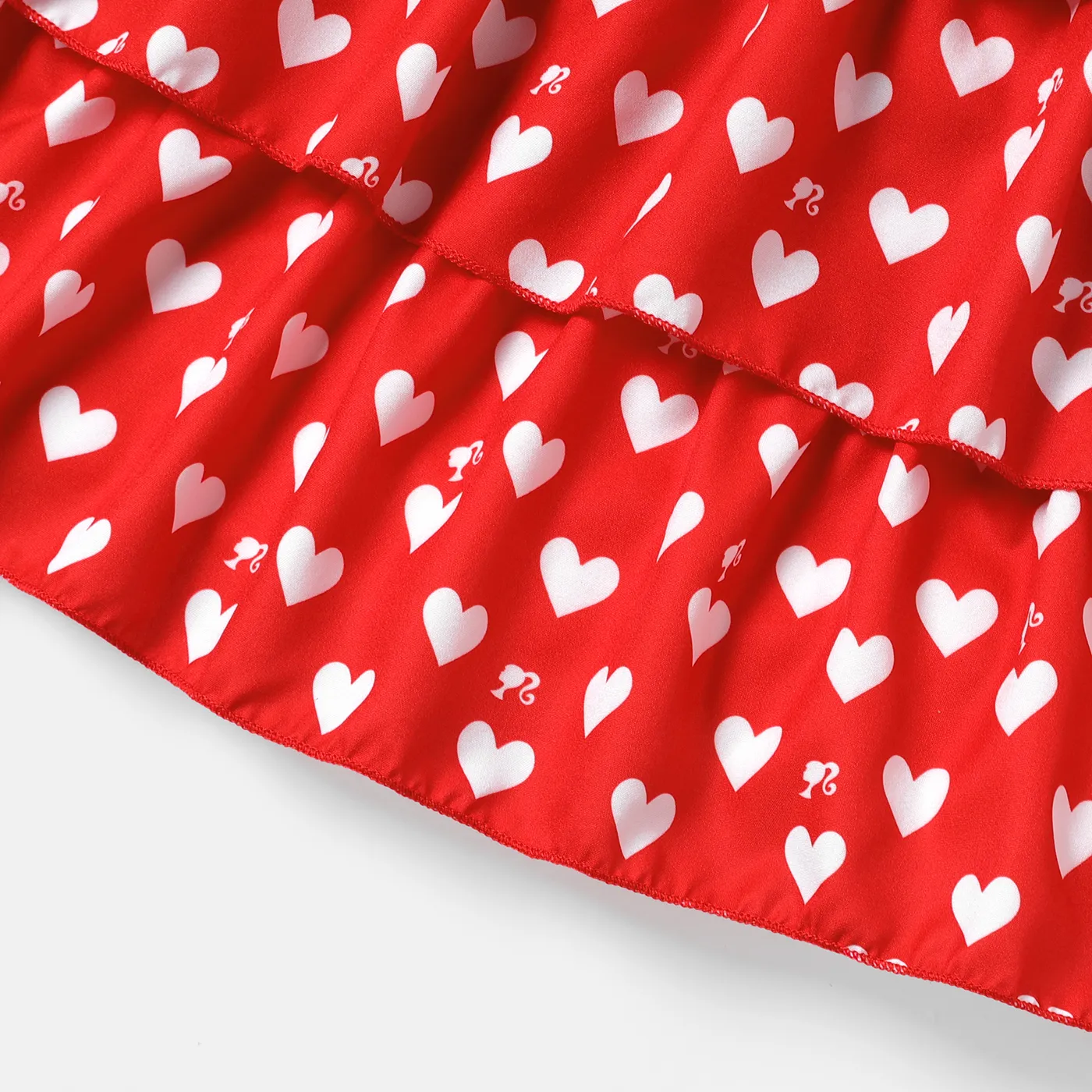 Barbie Kid Girl Mother's Day Heart Print Cotton Layered Flutter-sleeve Dress  image 5