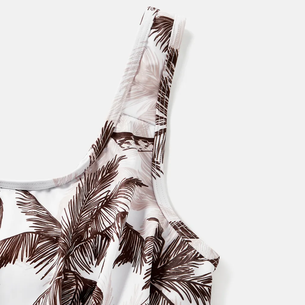 Family Matching Allover Coconut Tree Print Spliced Ruched One-piece Swimsuit and Swim Trunks big image 11