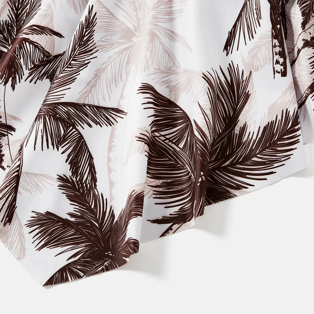 Family Matching Allover Coconut Tree Print Spliced Ruched One-piece Swimsuit and Swim Trunks big image 13