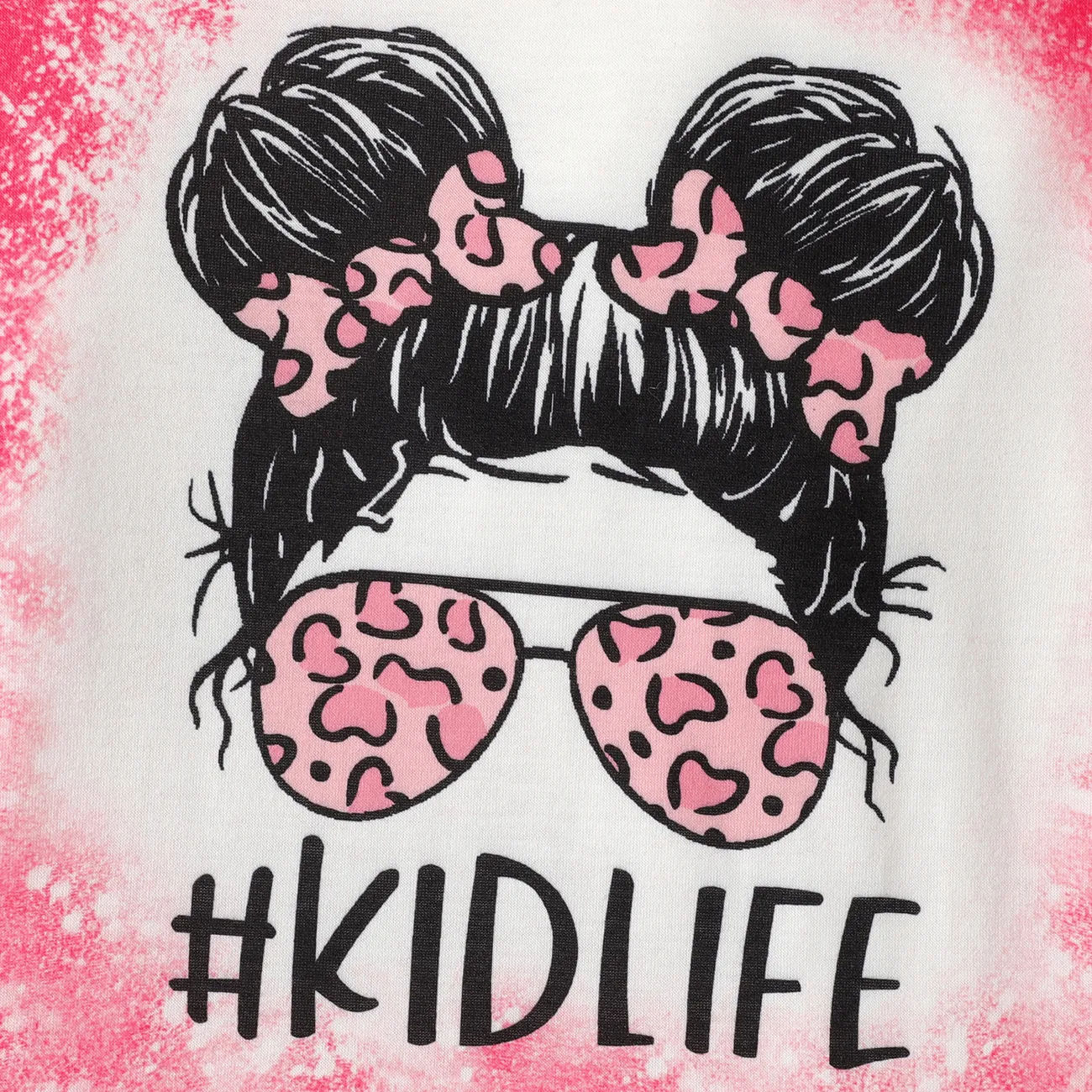 Kid Girl Figure Print Short-sleeve Tee Pink big image 1