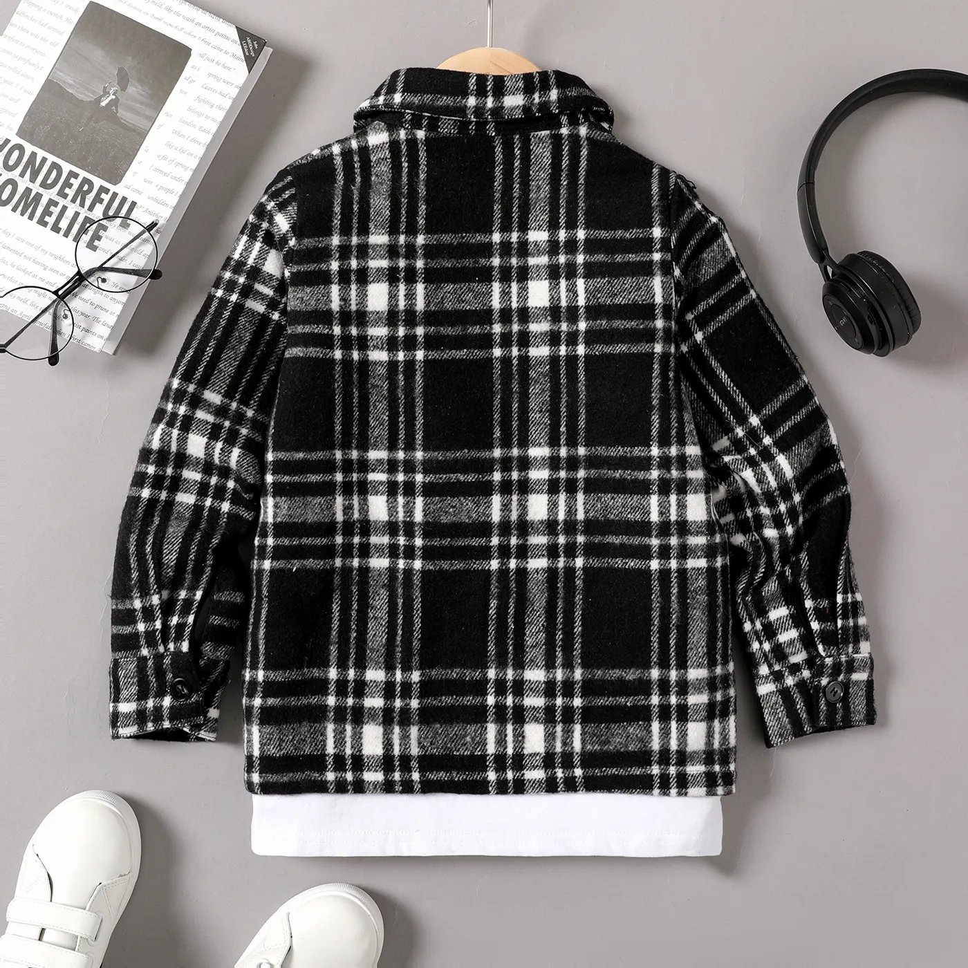 Kid Boy Lapel Collar Plaid Long-sleeve Shirt  image 6
